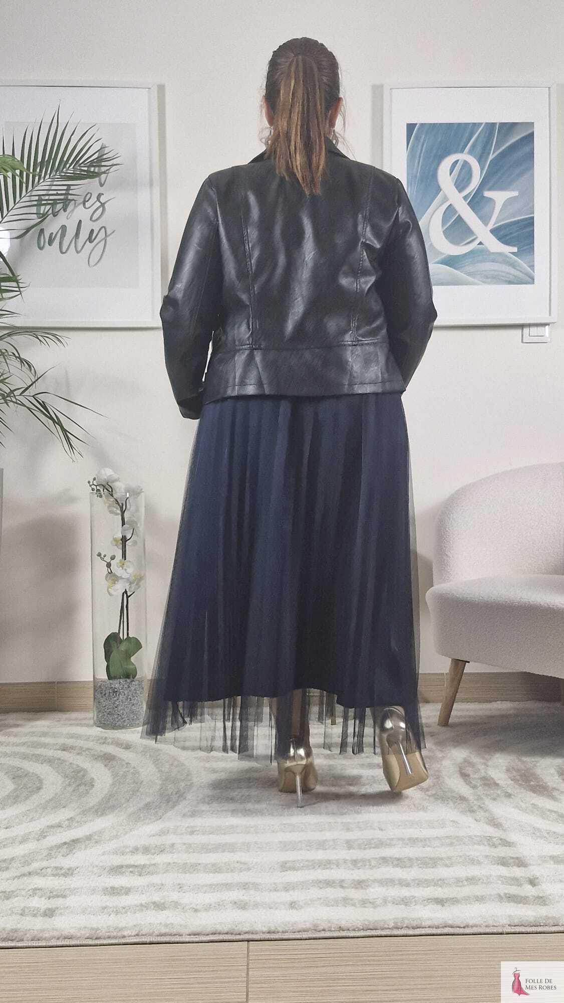 Jupe Longue Tulle Bleu Marine DIANA