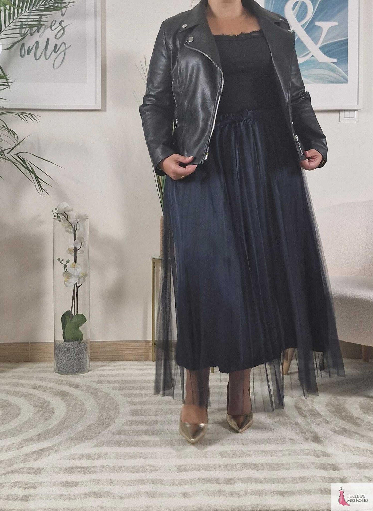 Jupe Longue Tulle Bleu Marine DIANA