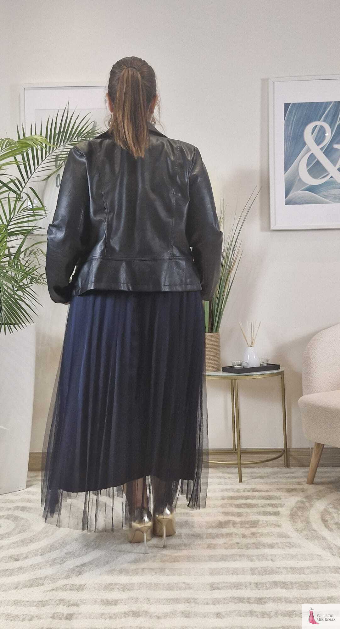 Jupe Longue Tulle Bleu Marine DIANA