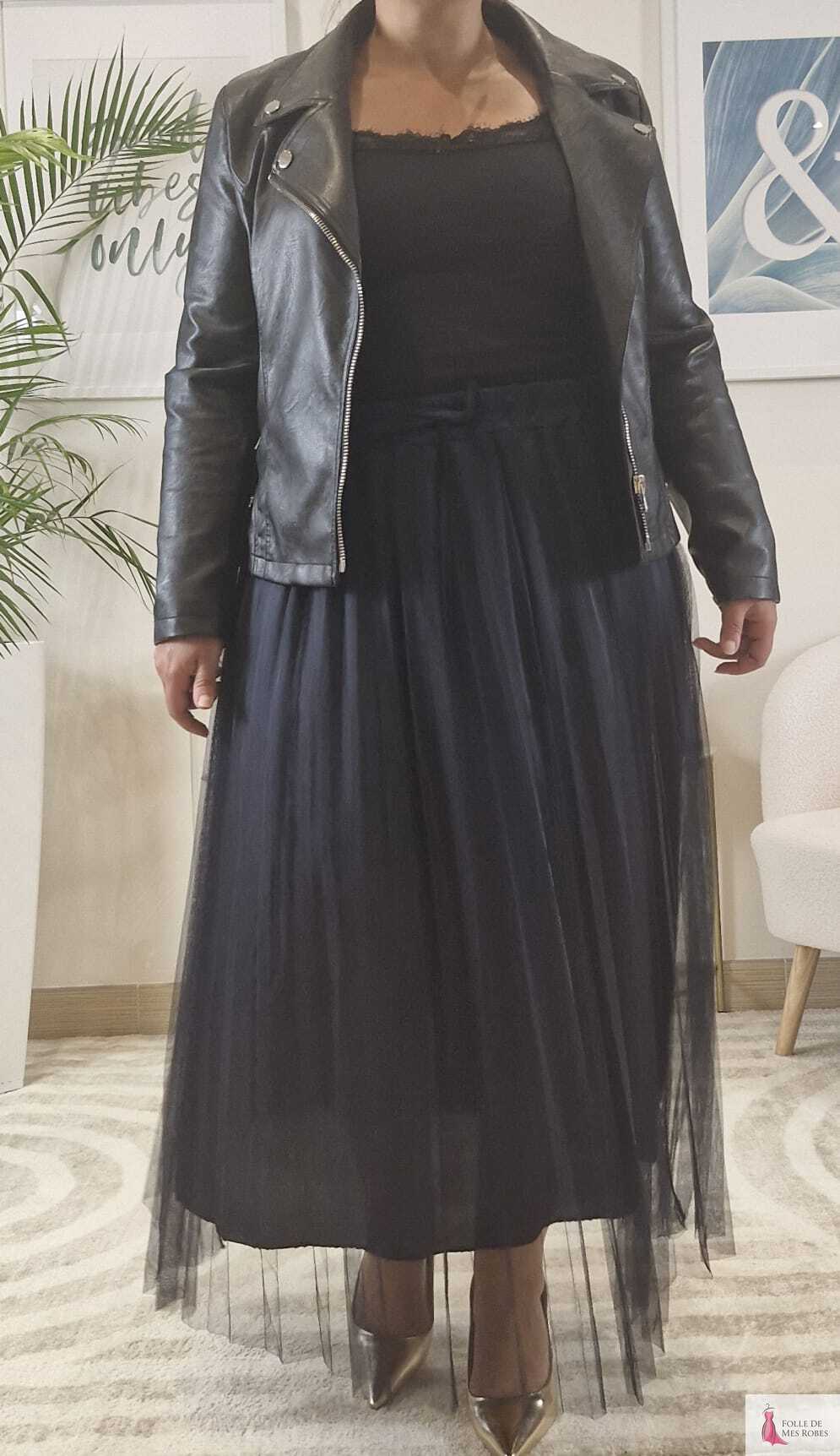 Jupe Longue Tulle Bleu Marine DIANA