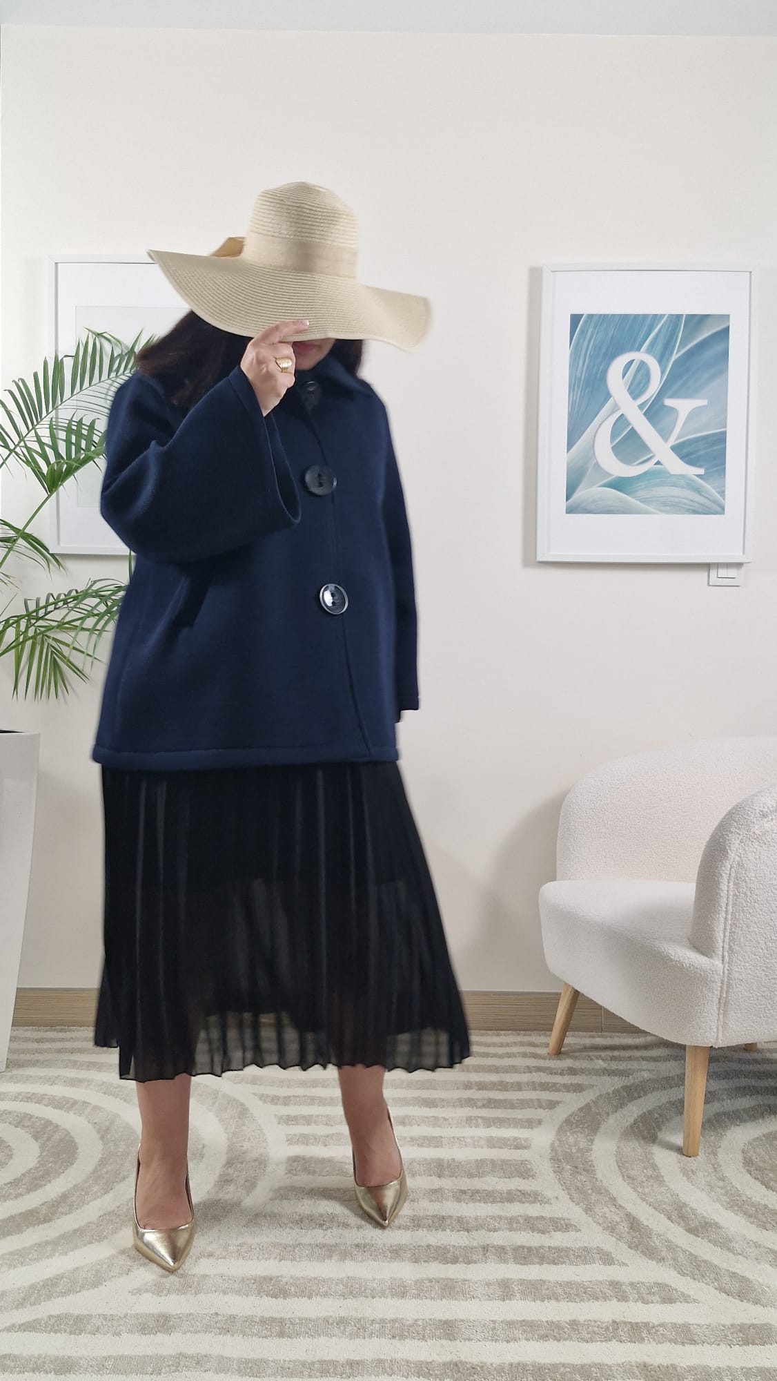 Manteau court oversize bleu marine femme ORTENSE