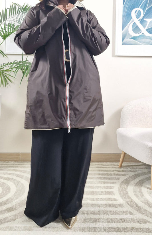 Parka marron chocolat/or Femme Réversible ELEANA