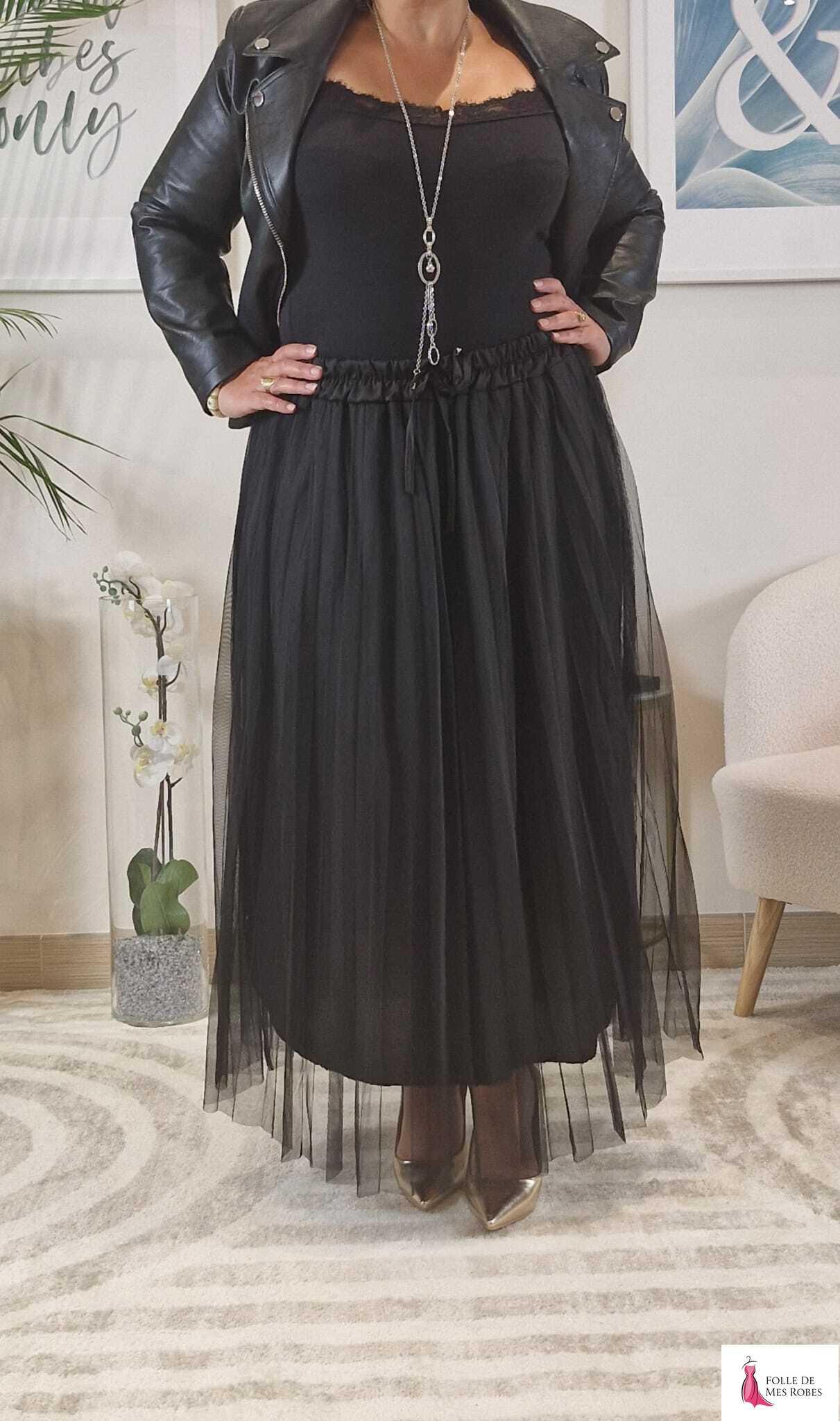 Jupe Longue Tulle noir PAOLA