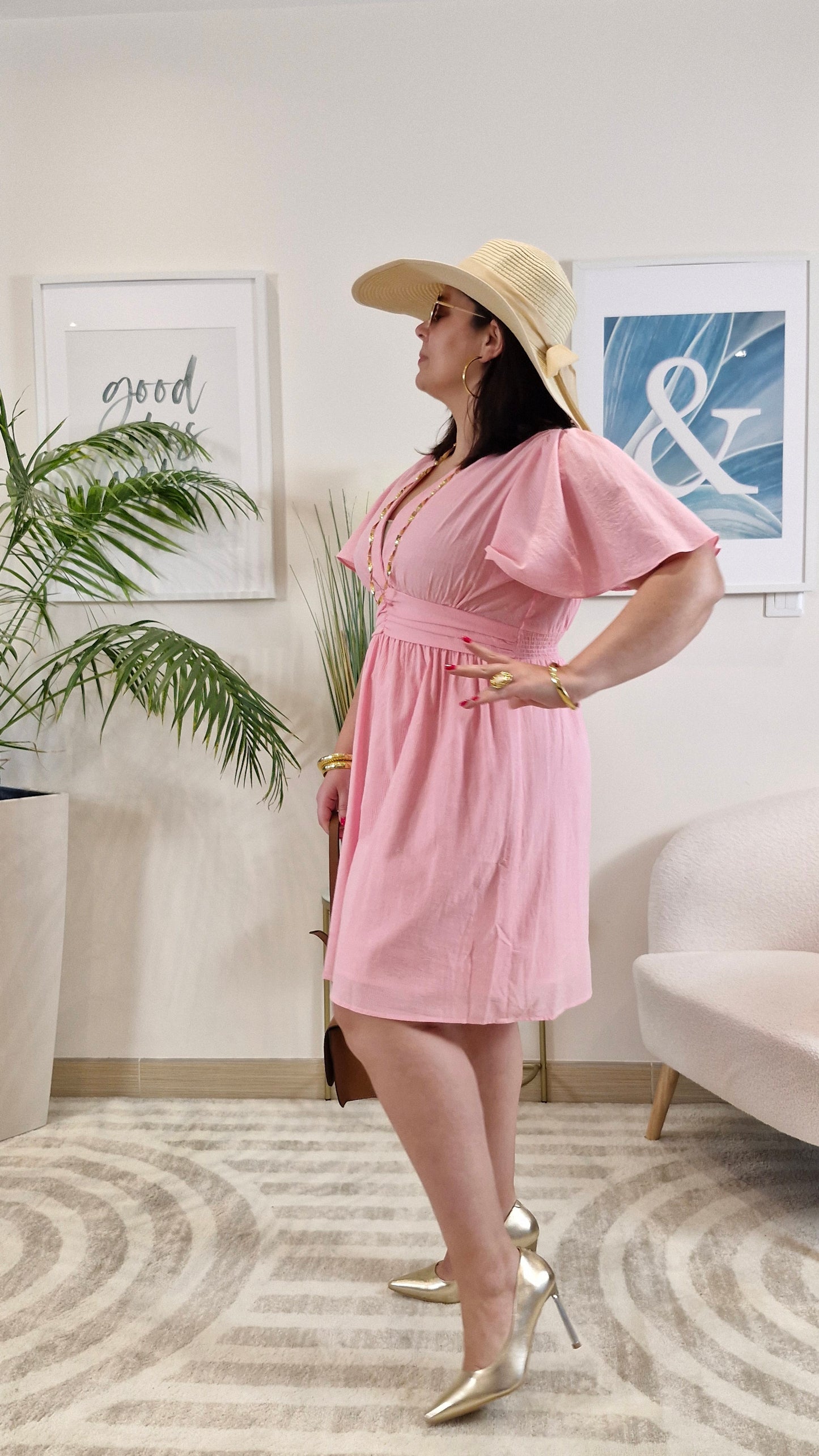 Robe courte rose clair ZOÉ