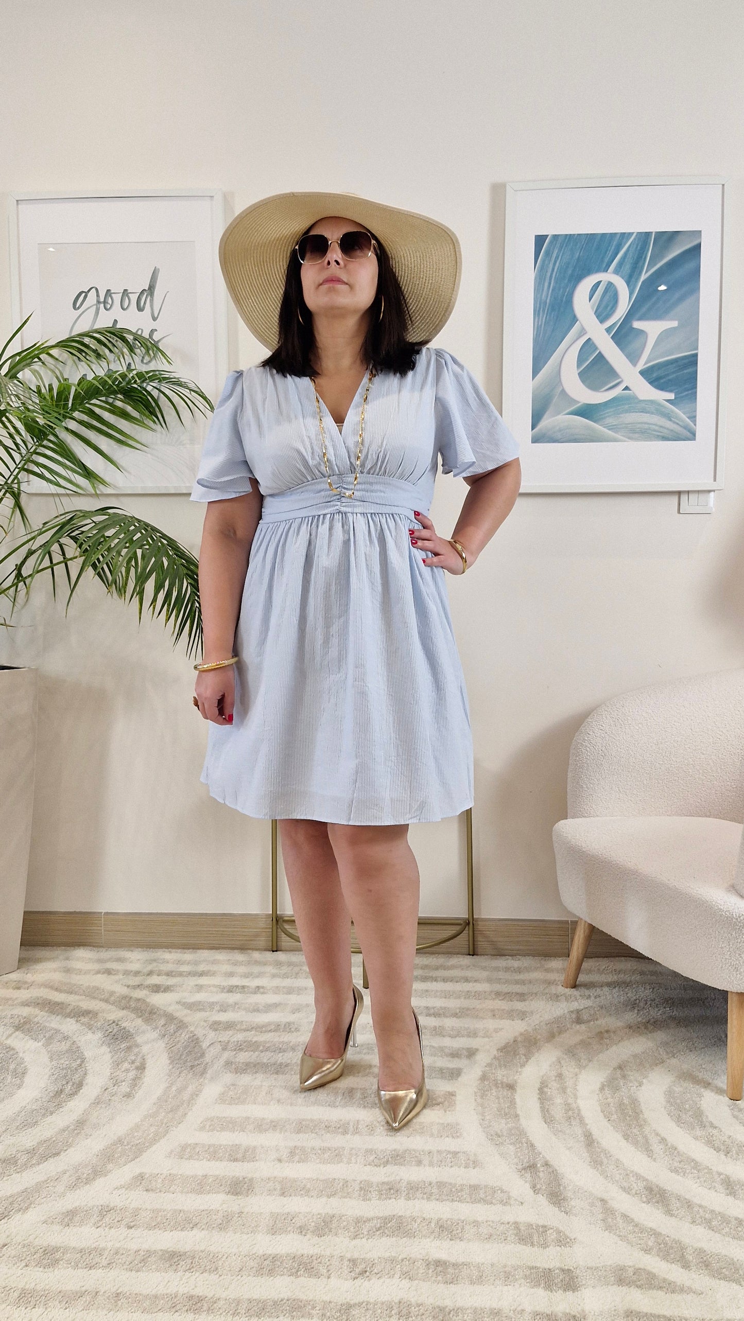 Robe courte bleu clair ROMANE