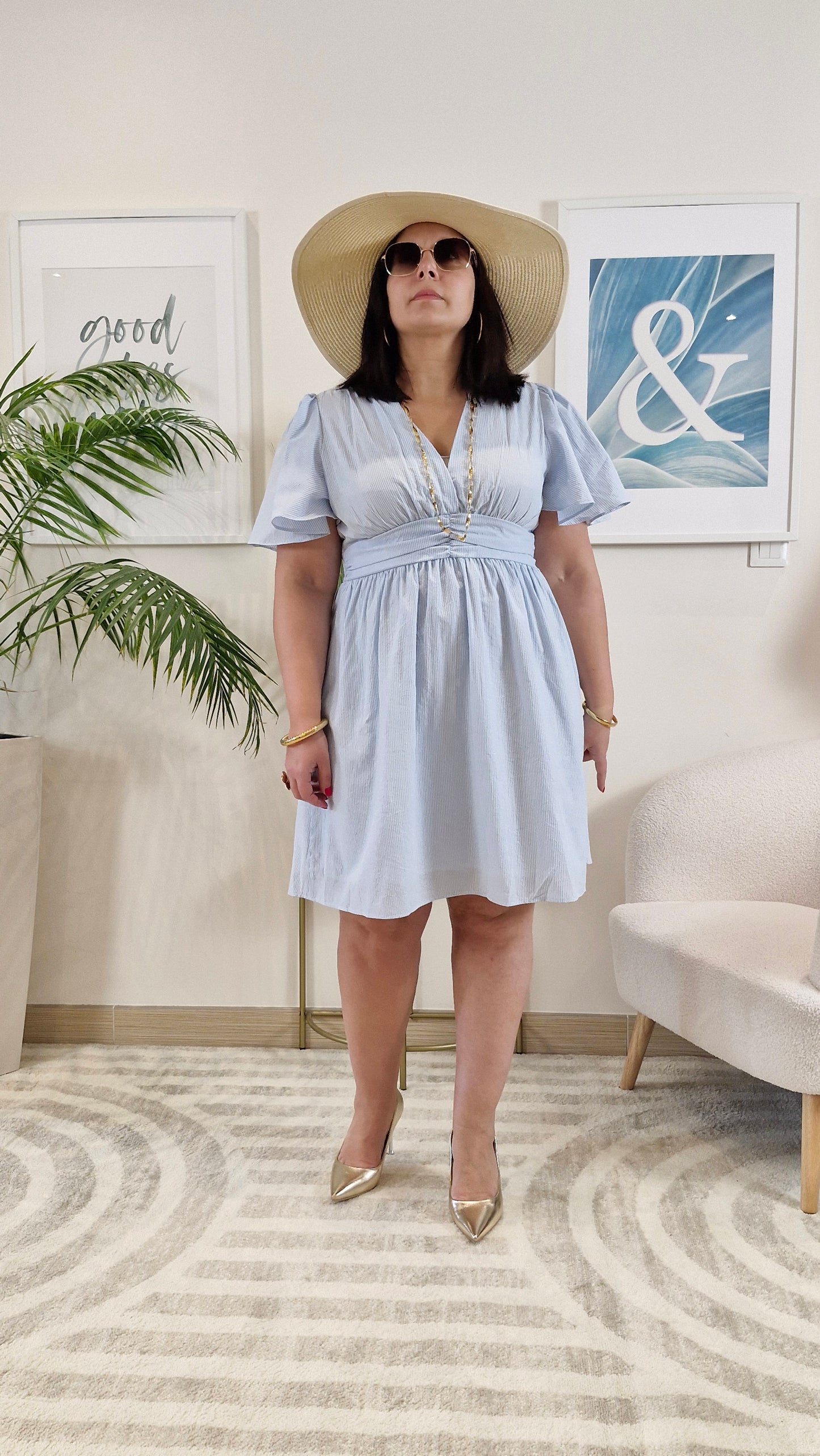 Robe courte bleu clair ROMANE