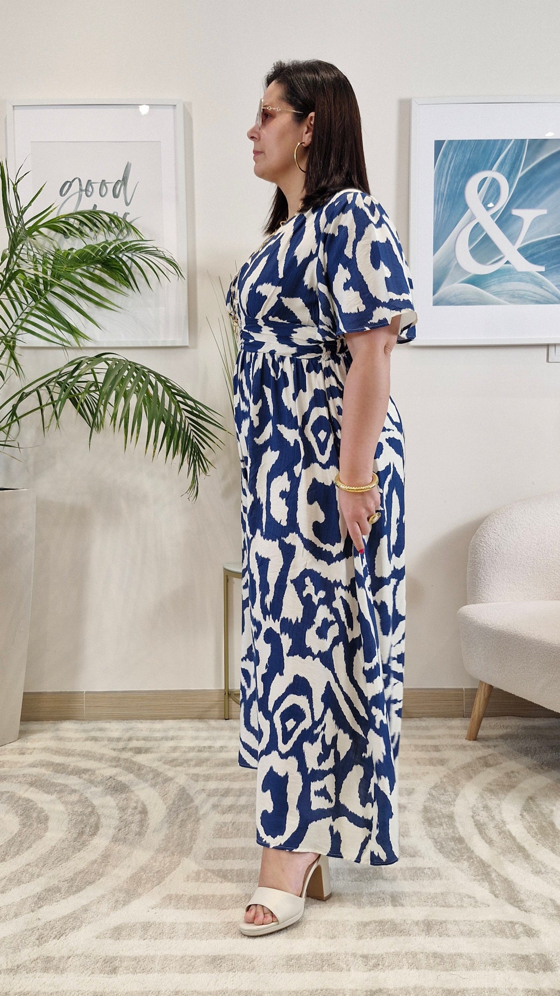 Robe longue bleu et blanche femme Grande Taille: PALOMA