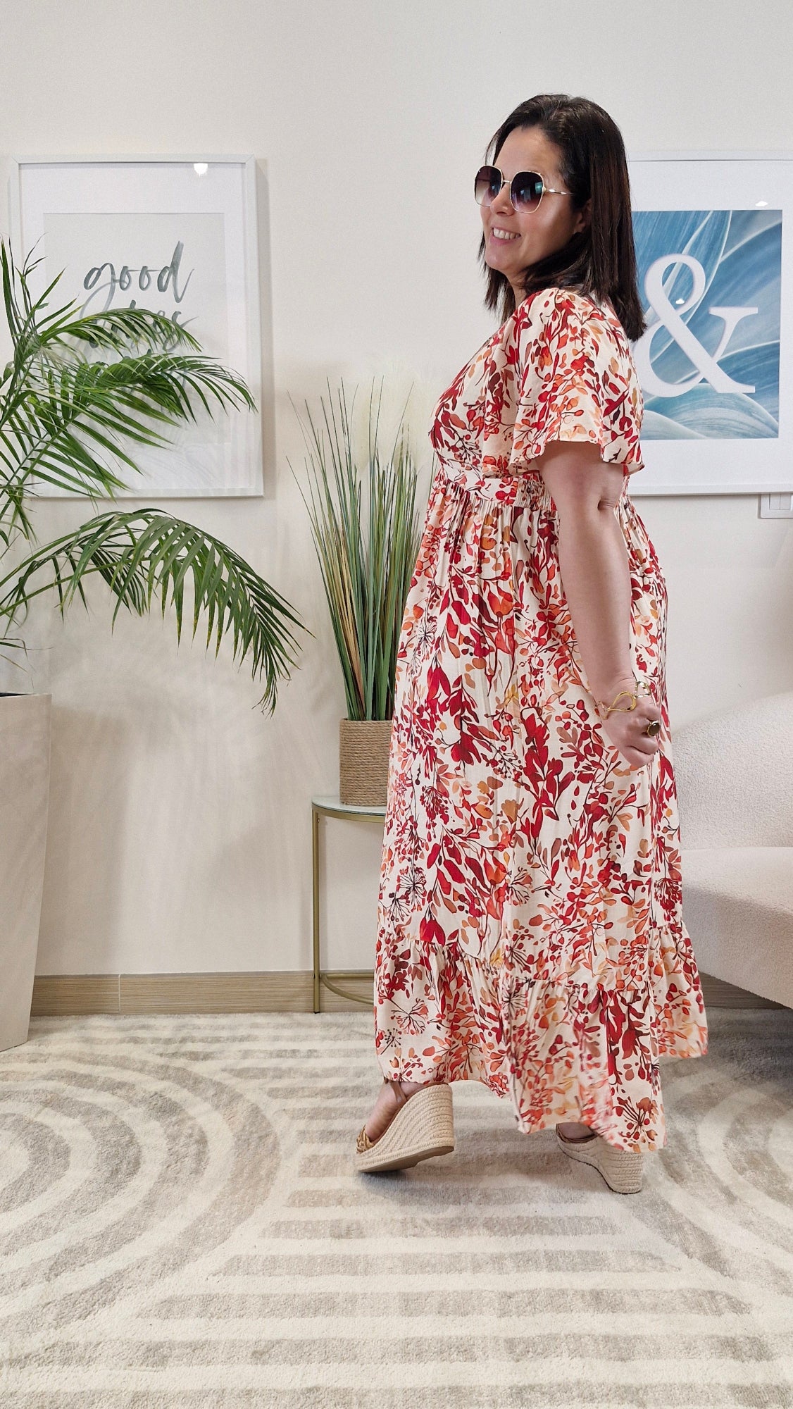 Robe longue à imprimé floral femme Grande Taille: AMALIA