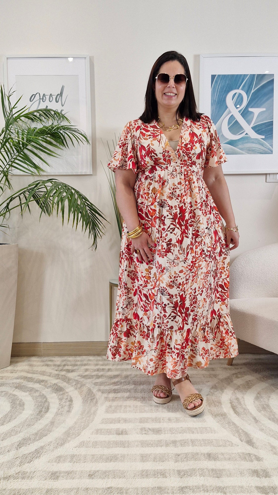 Robe longue à imprimé floral femme Grande Taille: AMALIA