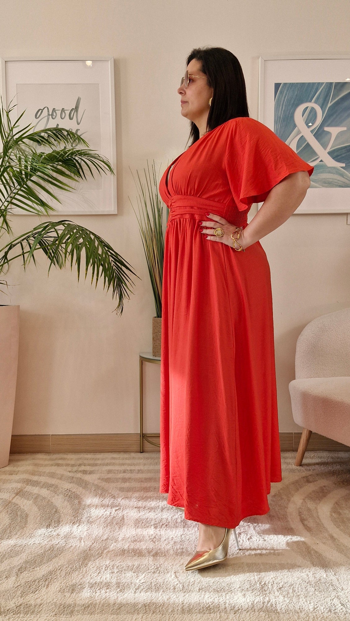Robe longue corail grande taille : CELESTE