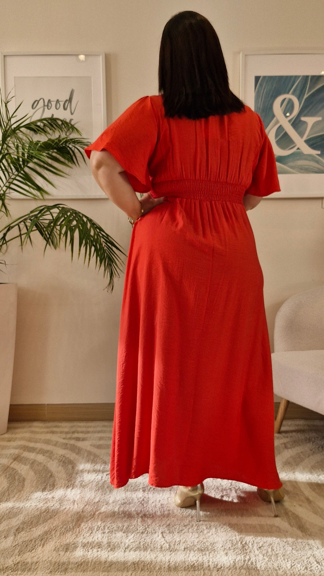 Robe longue corail grande taille : CELESTE