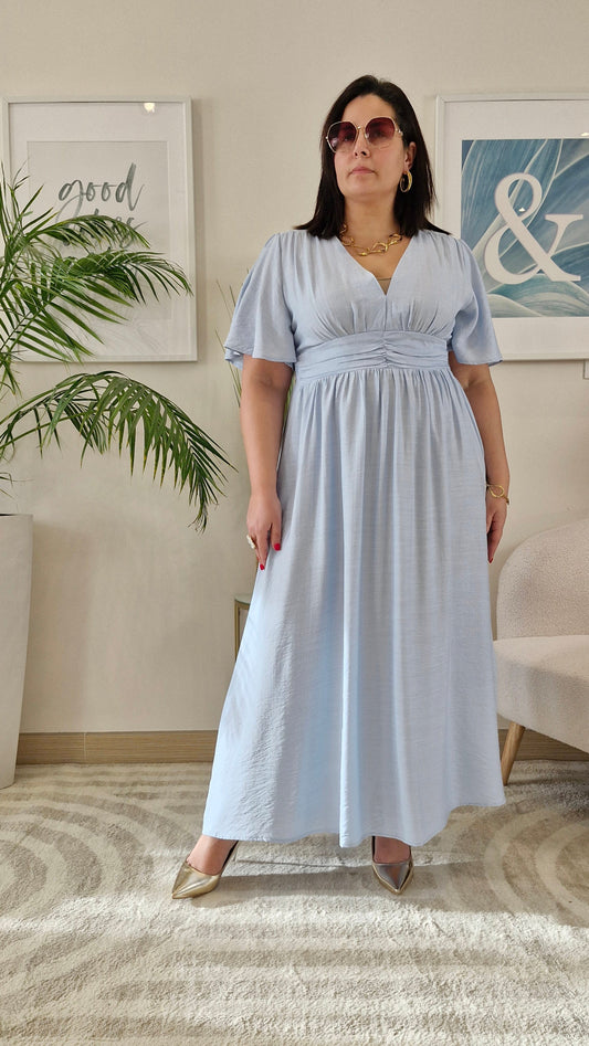 Robe longue bleue clair grande taille: CELESTE