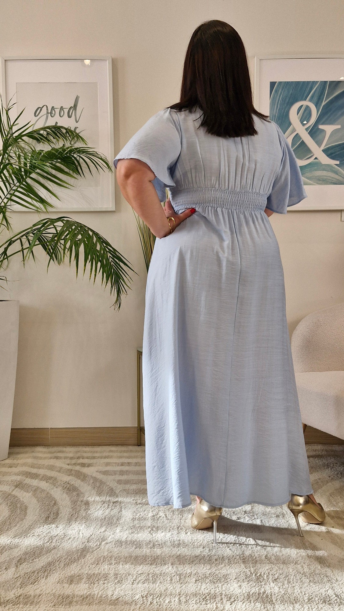 Robe longue bleue clair grande taille: CELESTE