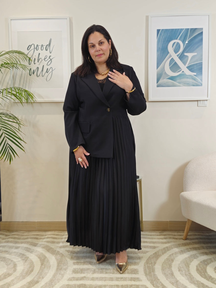 Robe longue Blazer noire grande taille : SCARLETTE