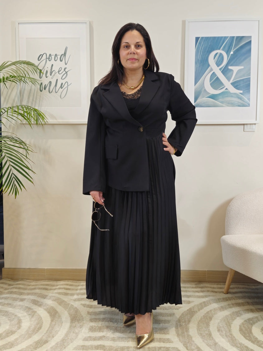 Robe longue Blazer noire grande taille : SCARLETTE