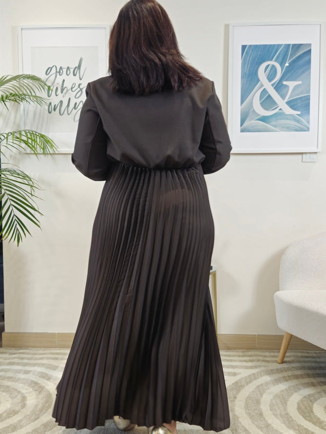 Robe longue Blazer marron grande taille : SCARLETTE