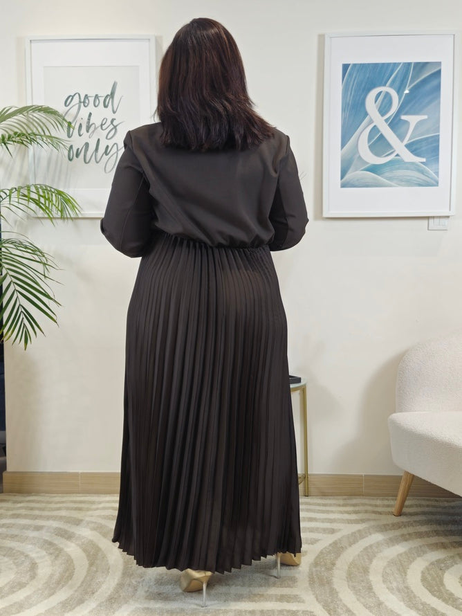 Robe longue Blazer marron grande taille : SCARLETTE
