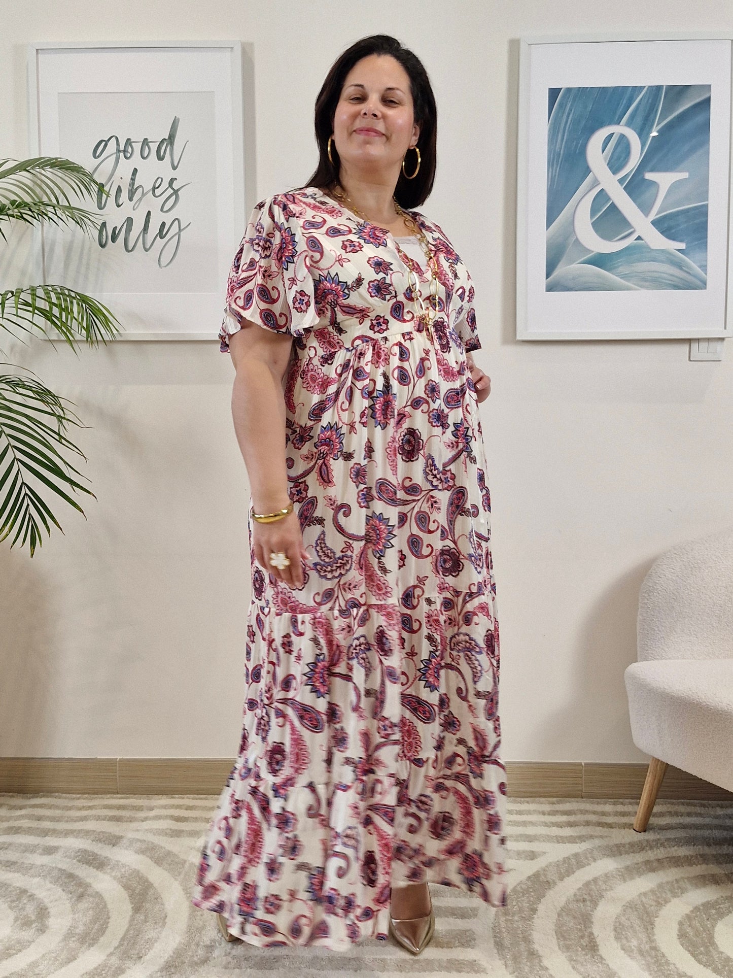 Robe longue motifs cachemire Grande Taille: AZELIA