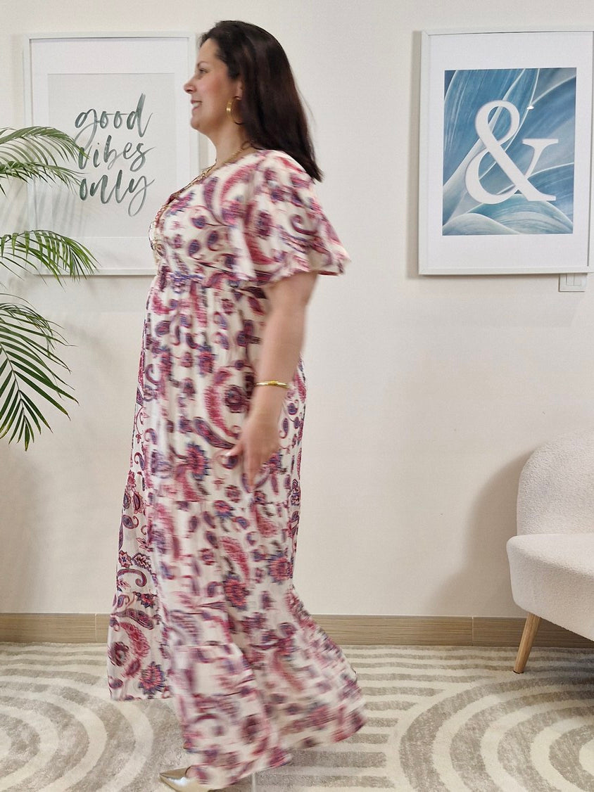Robe longue motifs cachemire Grande Taille: AZELIA
