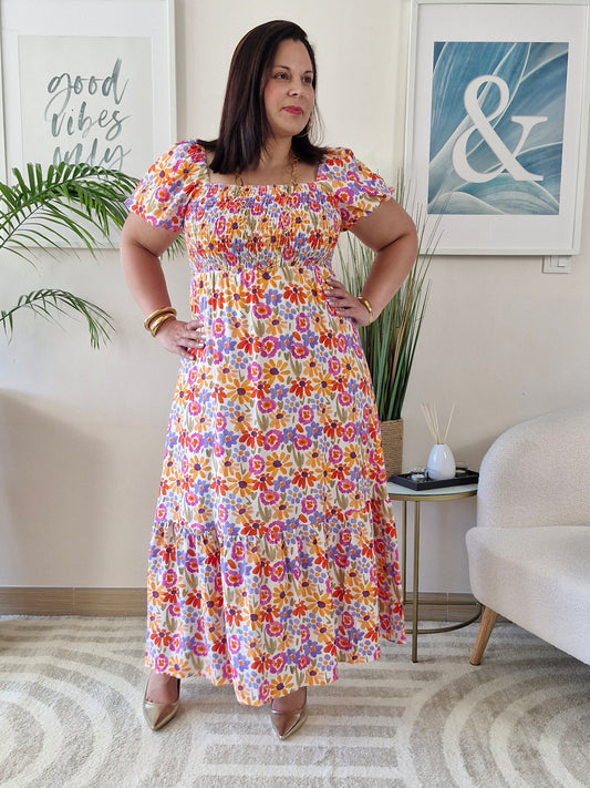 Robe longue fleurie multicolore CATELYA Grande taille