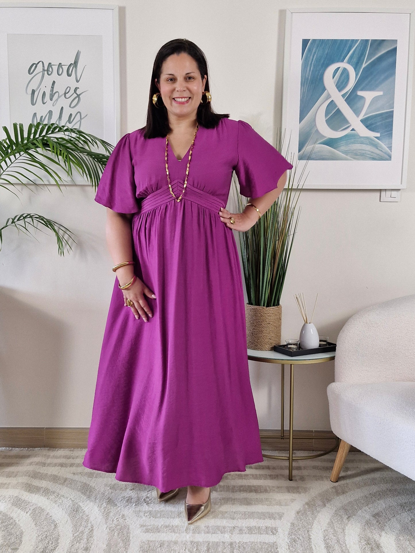 Robe longue fuchsia JESSIE Grande Taille