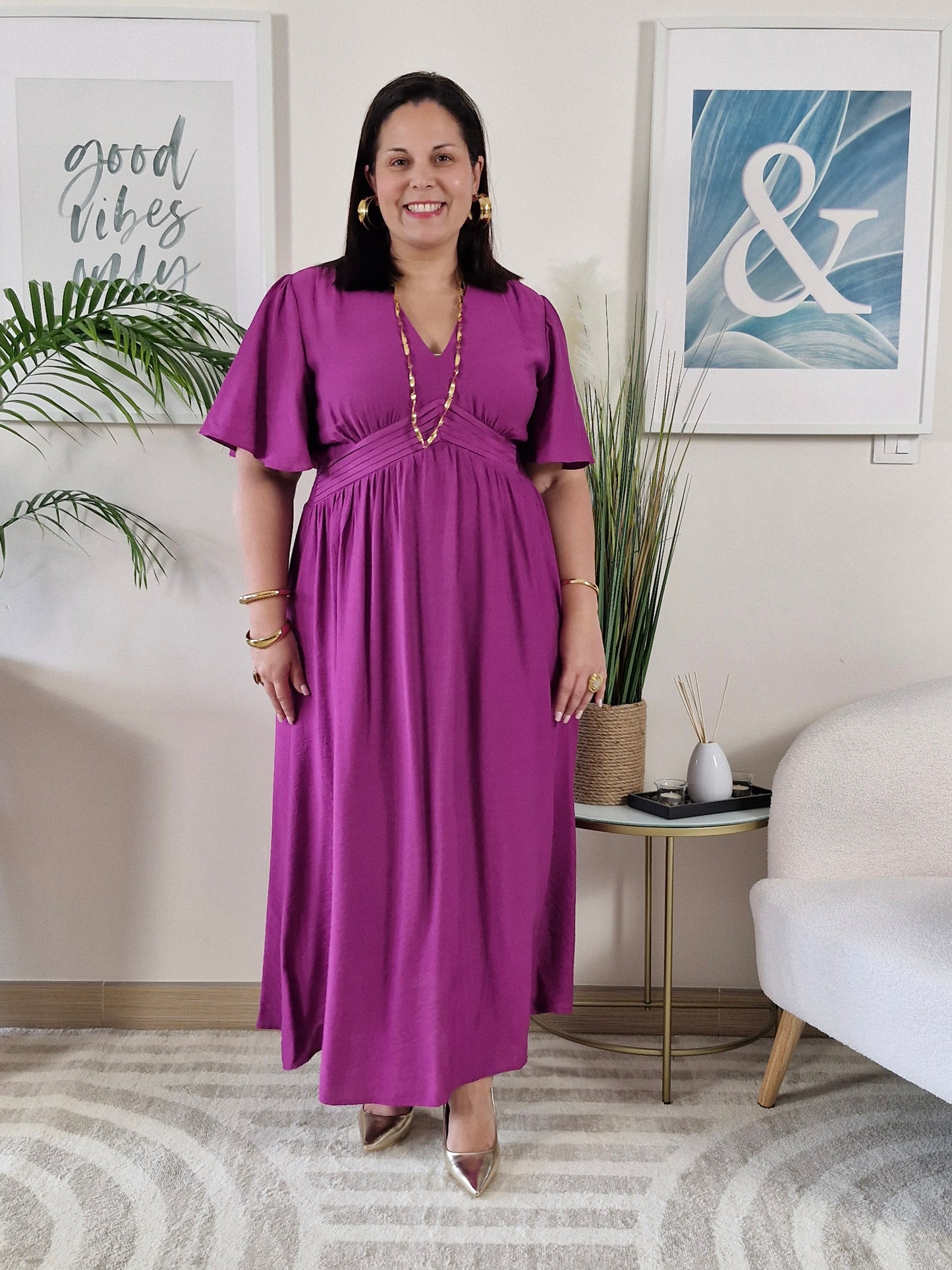 Robe longue fuchsia JESSIE Grande Taille