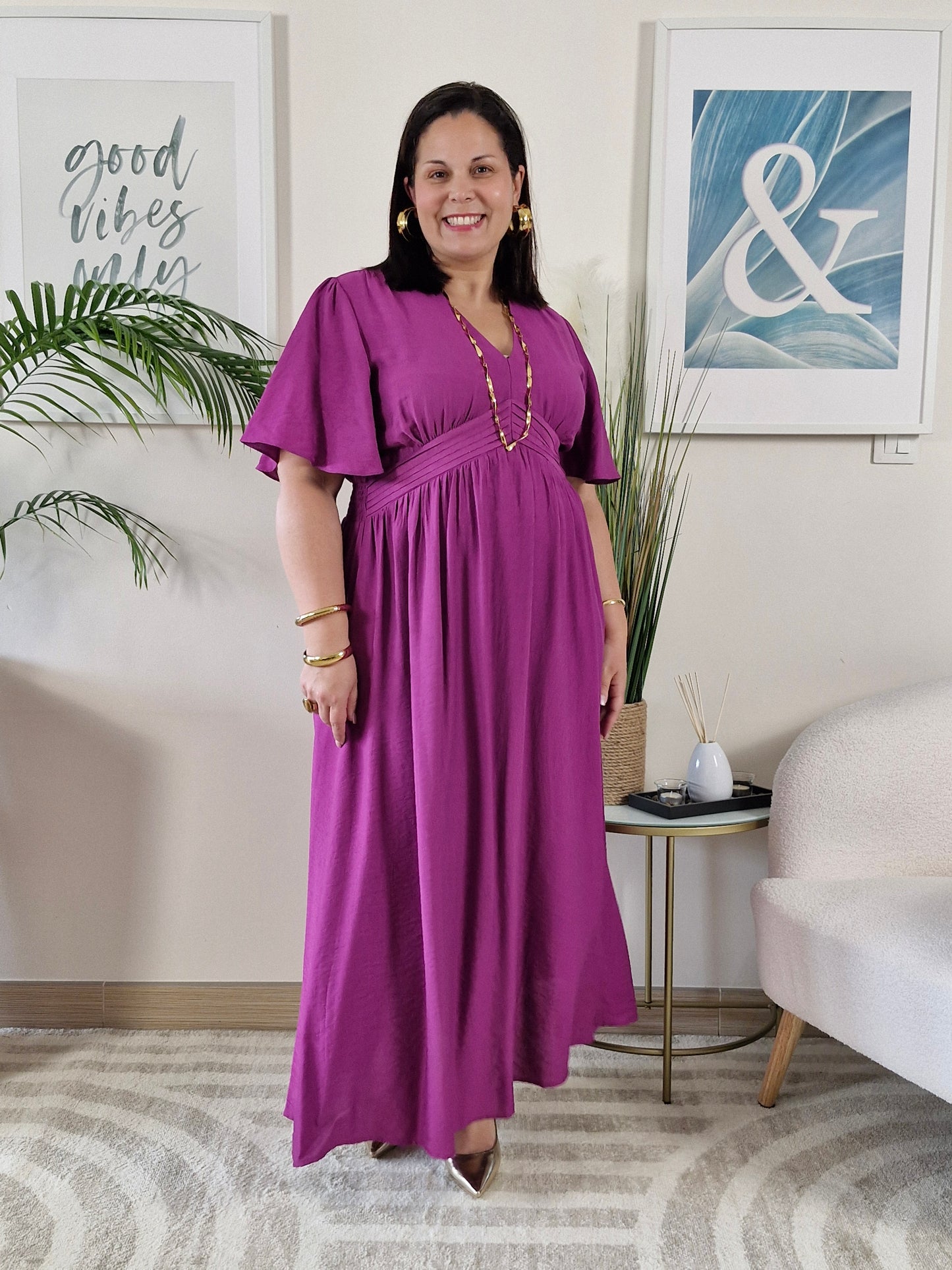 Robe longue fuchsia JESSIE Grande Taille