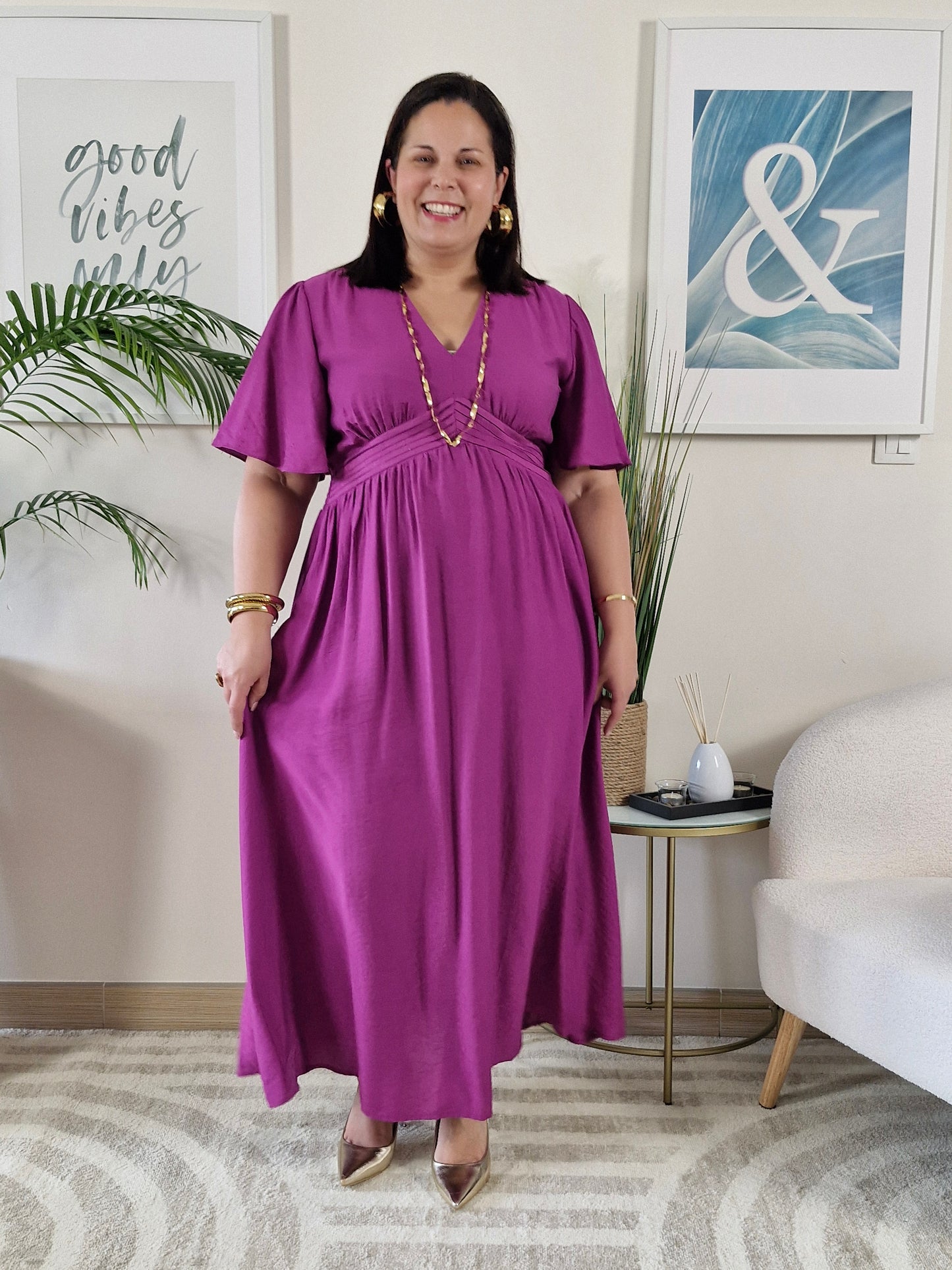 Robe longue fuchsia JESSIE Grande Taille