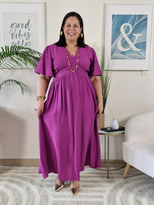 Robe longue fuchsia JESSIE Grande Taille