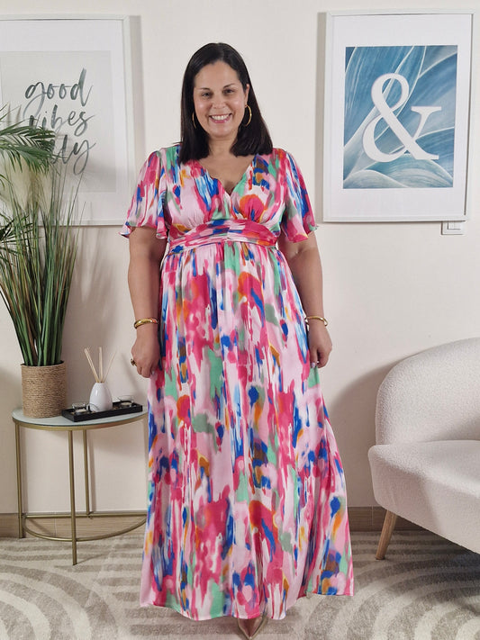 Robe longue multicolore dos nus_Grande Taille_ALBA