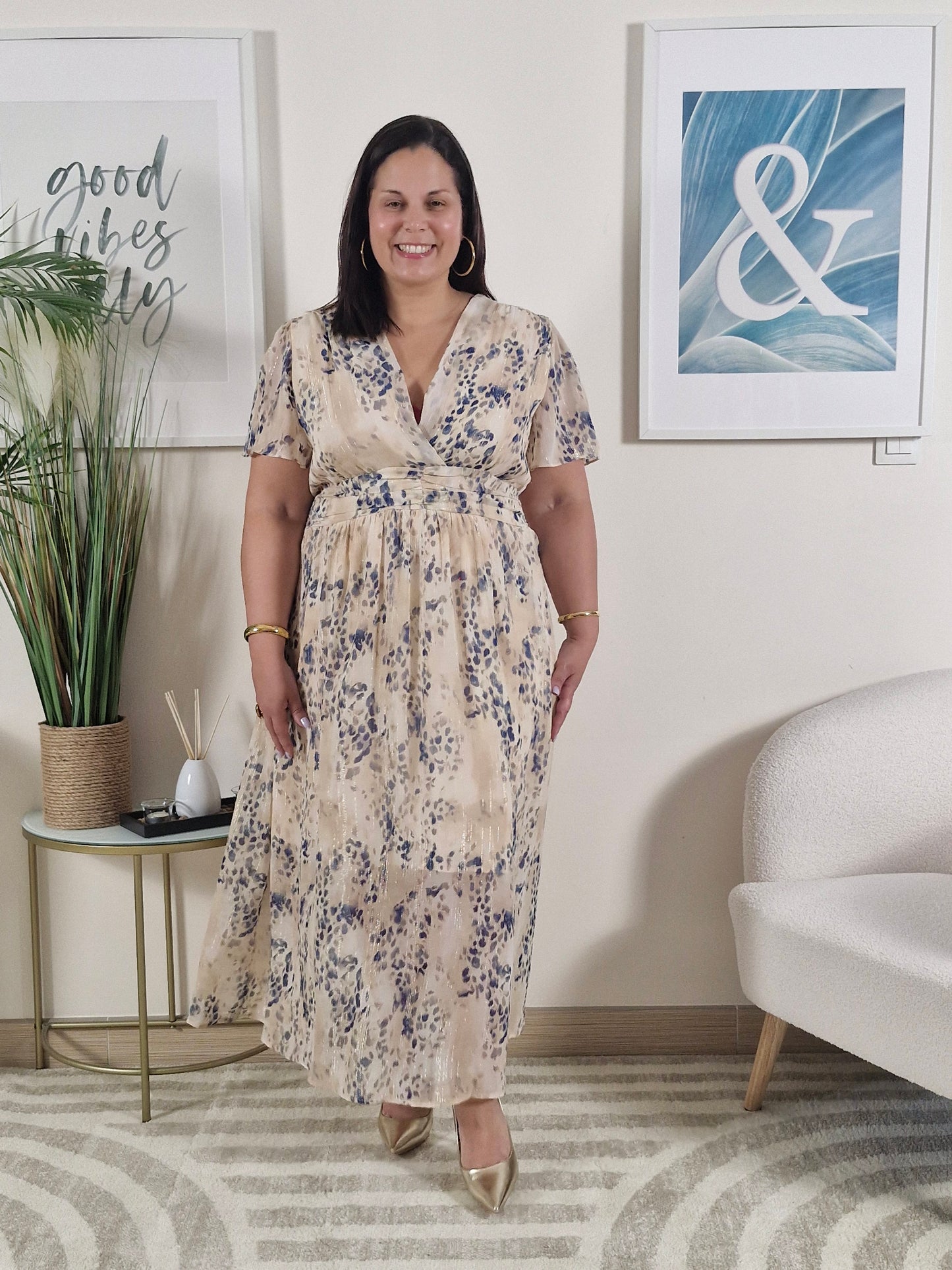 Robe longue beige dos nus_Grande Taille_STELLA