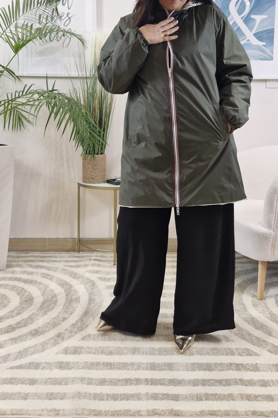 Parka kaki/or Femme Réversible LOANA