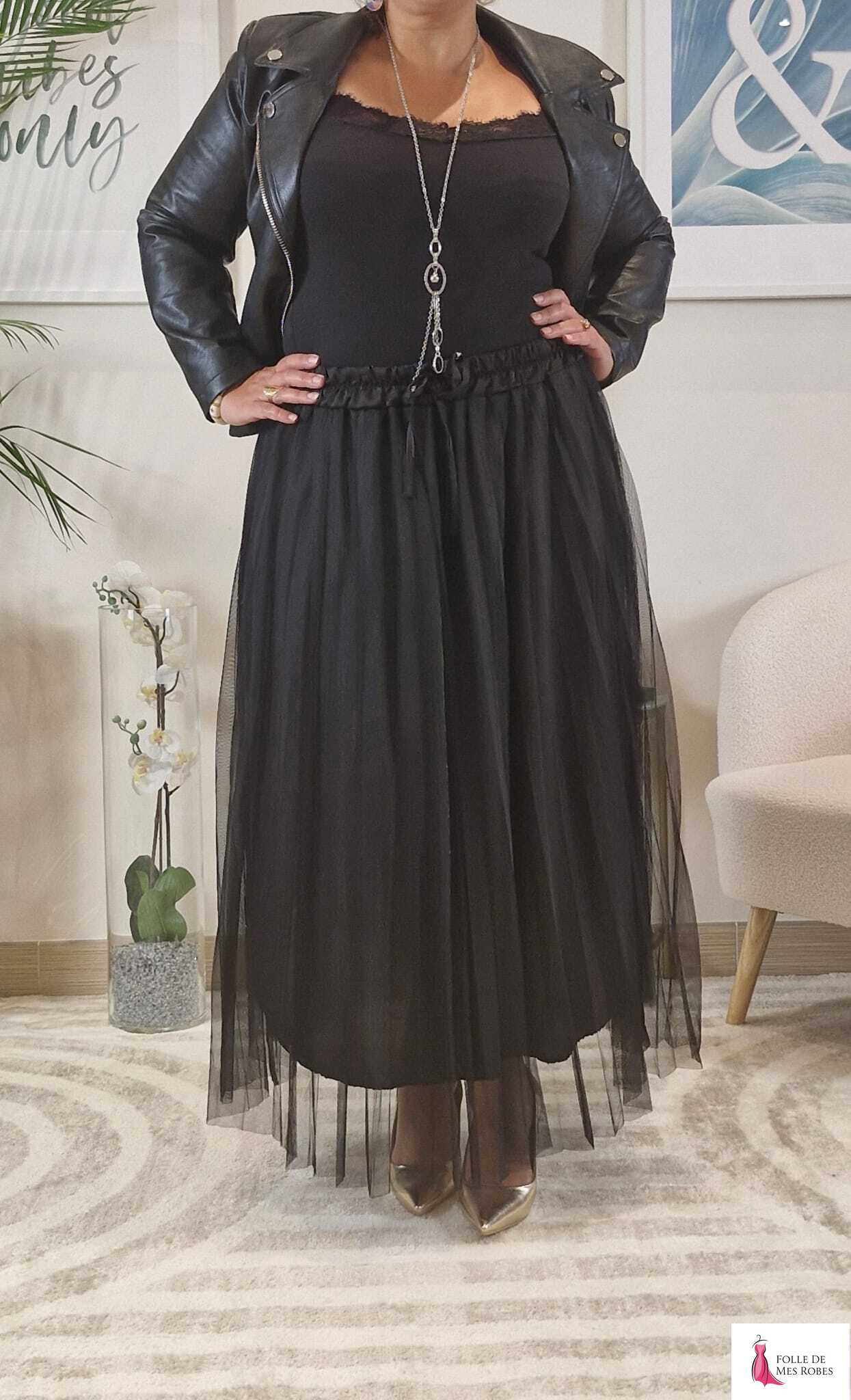Jupe Longue Tulle noir PAOLA
