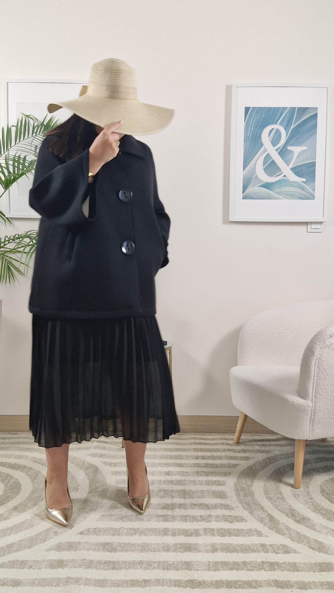 Manteau court oversize noir femme THEA