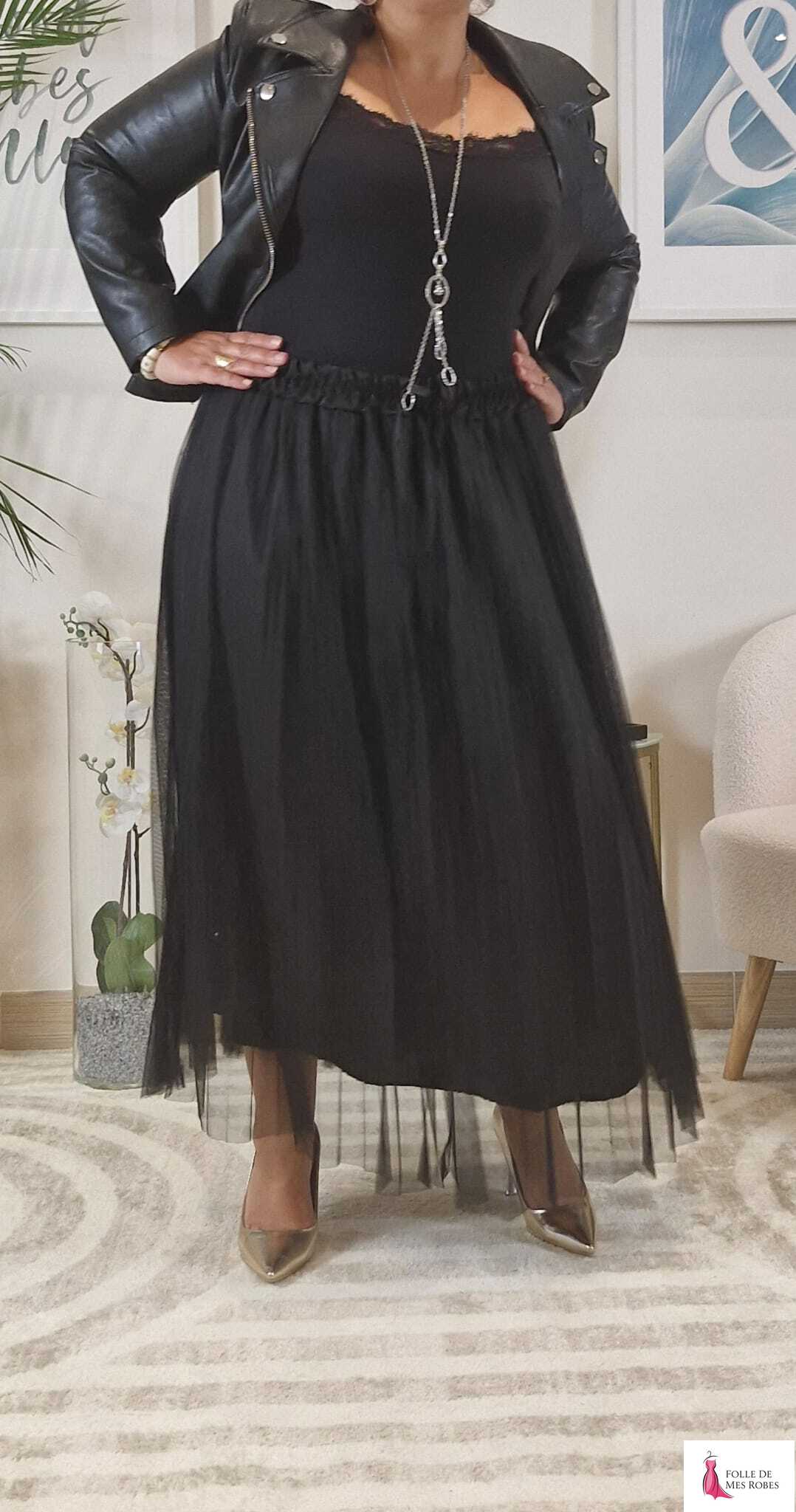 Jupe Longue Tulle noir PAOLA