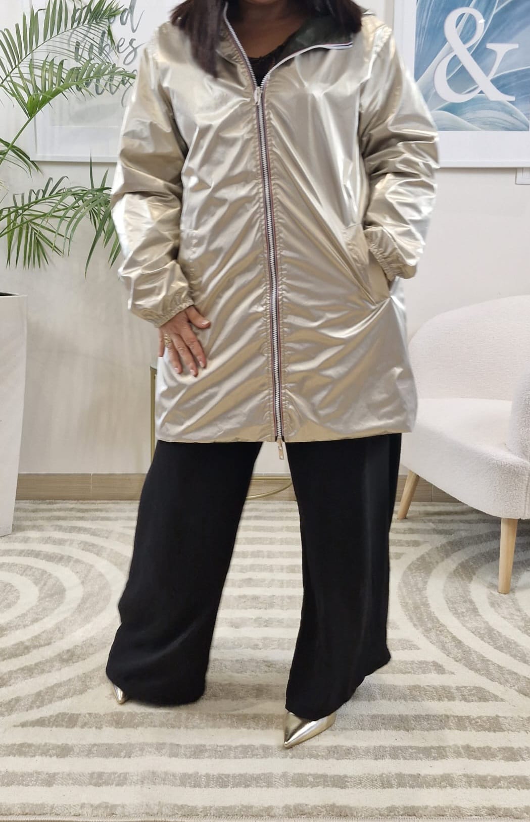 Parka kaki/or Femme Réversible LOANA