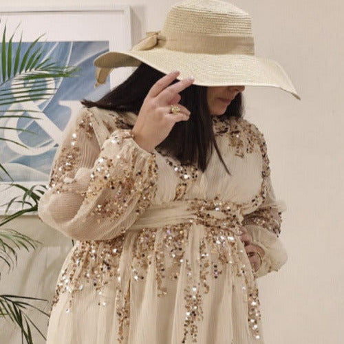 Robe crème à sequins dorés FEE