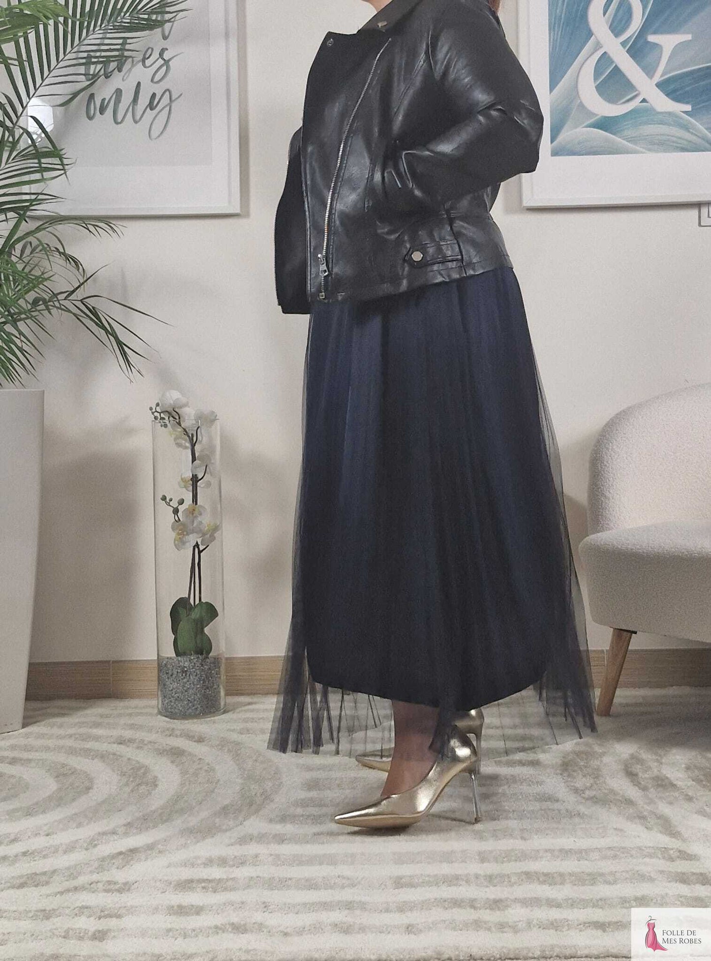 Jupe Longue Tulle Bleu Marine DIANA